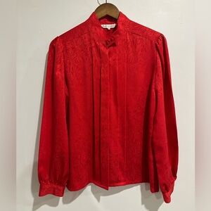 SUSAN VAN HEUSEN Vintage Red Patterned Elegant Holiday Blouse Size 10
